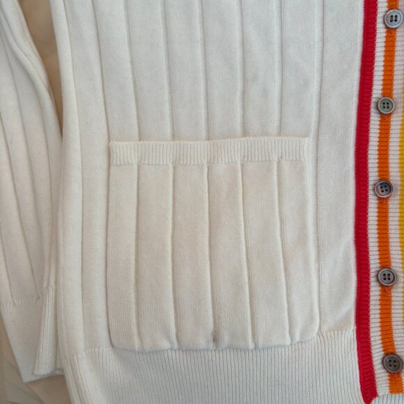 Minnie Rose Cotton Cashmere Preppy Striped Cardigan with Pockets! Size S - Picture 6 of 9